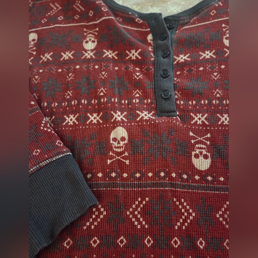 Torrid Skull Fair Isle PJ Waffle Top - Picture 8 of 10